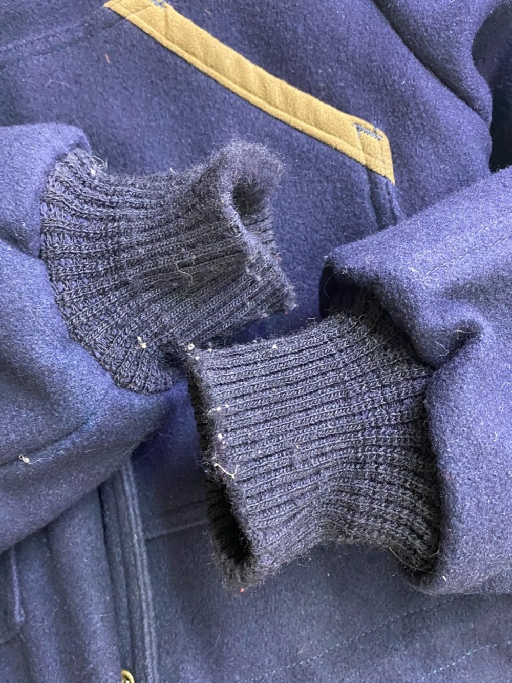 Vintage Cripple Creek Navy Wool Blend Chore Coat W Ultrasuede Trim Western L - Picture 7 of 16